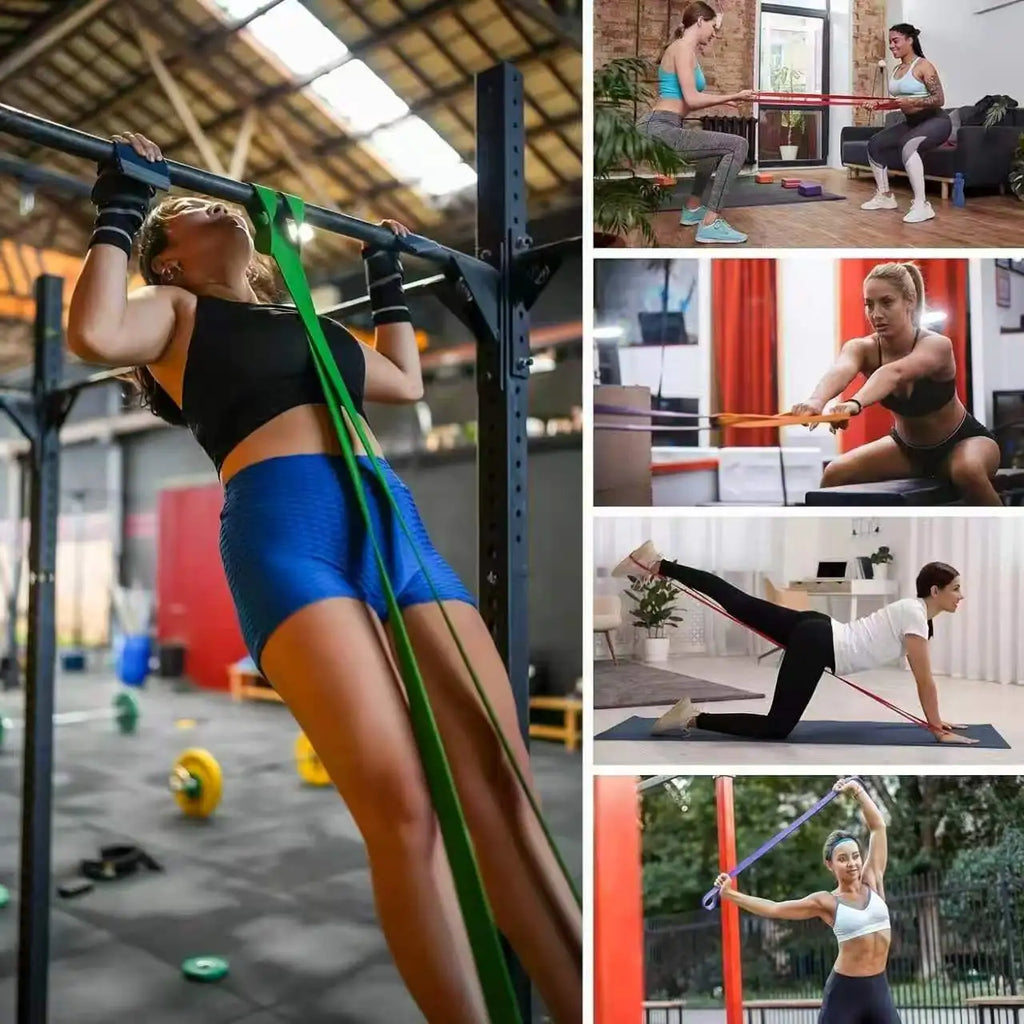 Woman doing a squat with a resistance band