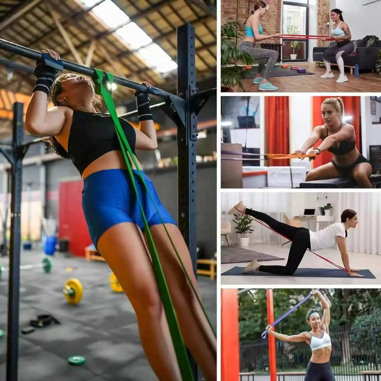 Woman doing a squat with a resistance band