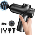 Woman using the LEERCON massage gun on her shoulder