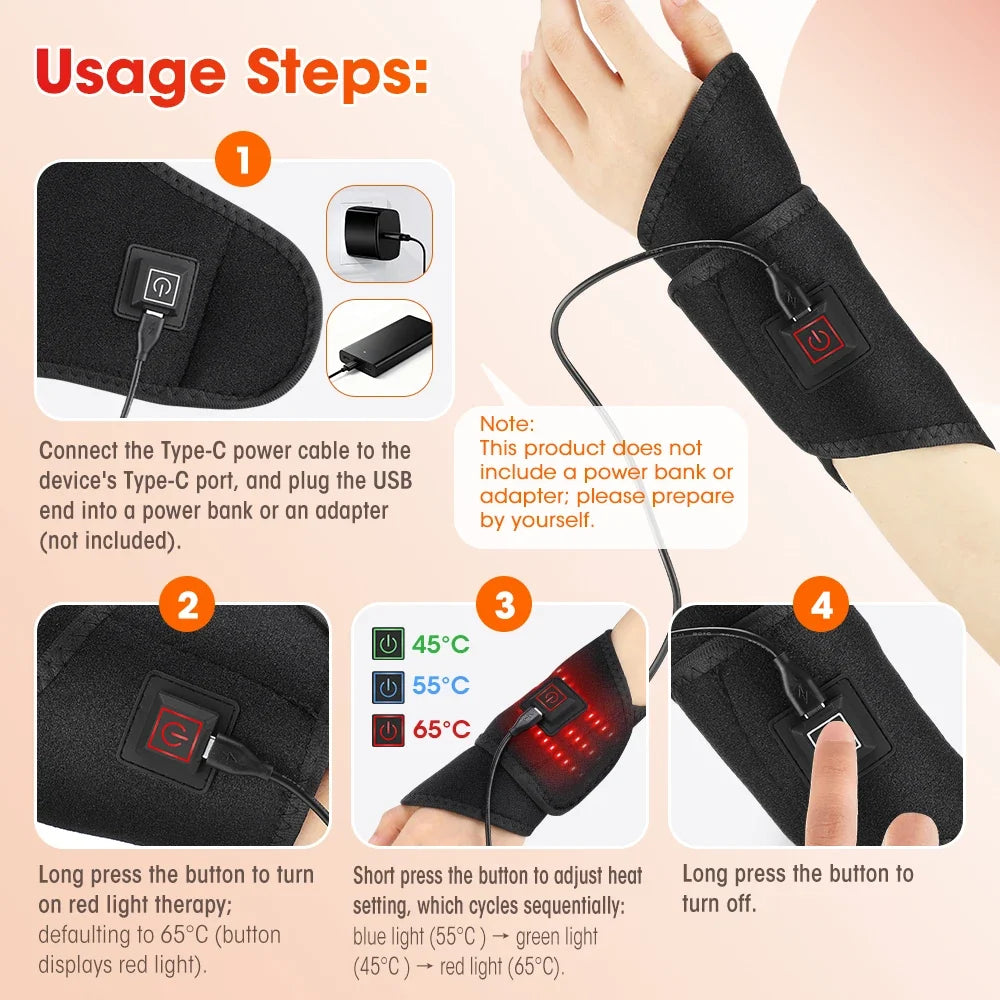 Usage steps for the LED heat therapy wrap